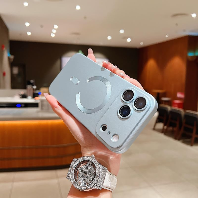 Image of LuxuryKase Premium MagSafe Case for iPhone 17 Pro Max | Shockproof & Anti-Scratch Cover | Soft Silicone with Wireless Charging | Camera Lens Guard - Sierra Blue