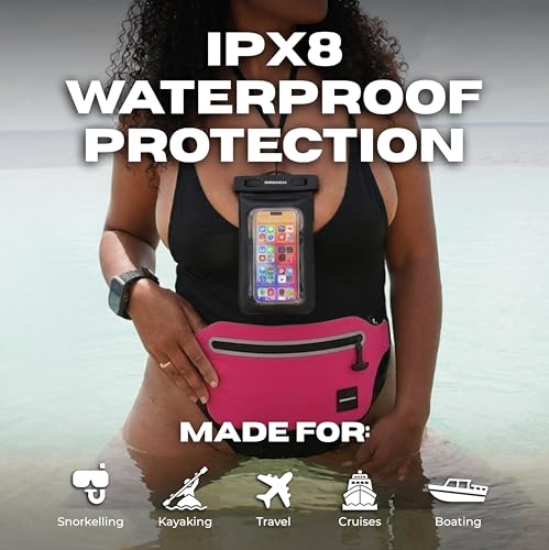 Image of Drench Waterproof Fanny Pack & Floating Phone Pouch | IPX8 Submersible Waist Pack Dry Bag for Beach, Pool, Cruise Travel, Girls Trips, Snorkeling, Kayaking & Water Sports | Pink