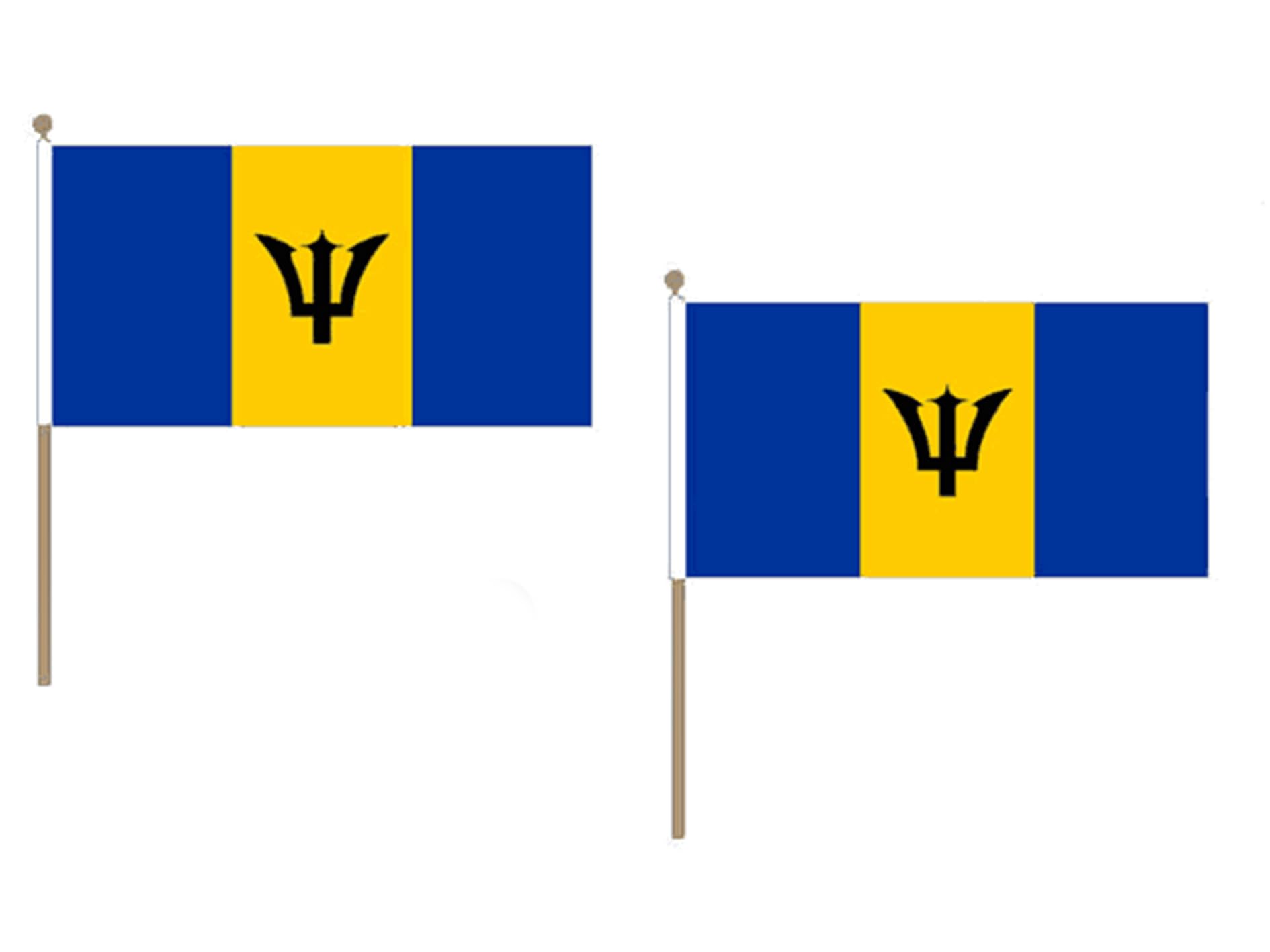Drapeau Barbade 45x30cm pack de 10 pour supporters et défilés culturels