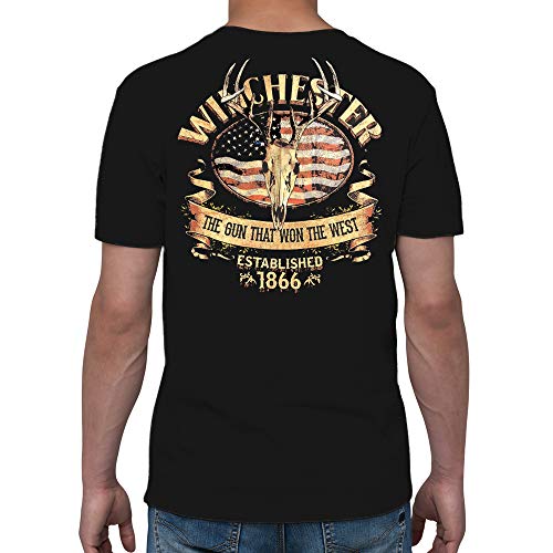 Winchester Official Men's American Deer Skull Graphic Short Sleeve Cotton T-Shirt (Large, Black)