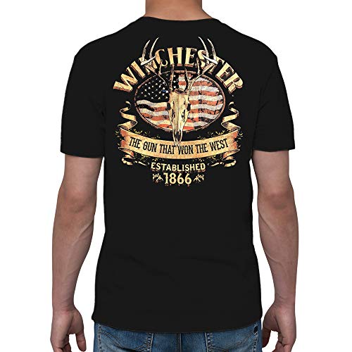 winchester clothing - Winchester Official Men's American Deer Skull Graphic Short Sleeve Cotton T-Shirt (XL, Black)