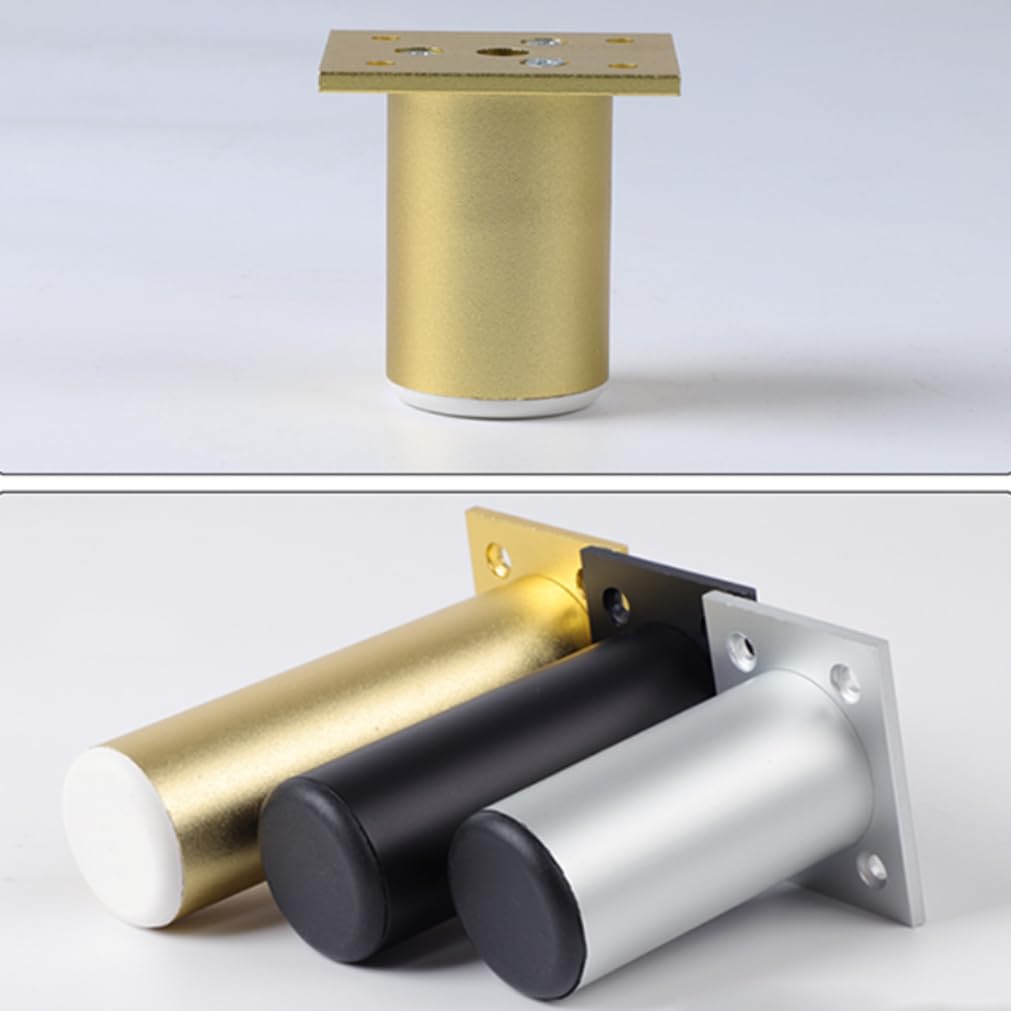 Regulowane nogi szafki – 4 szt. srebrnych metalowych nóg meblowych, nogi stołu i sofy ze stopu aluminium, anodowana powierzchnia, regulacja wysokości 6-40 cm do szafki narożnej i biurka