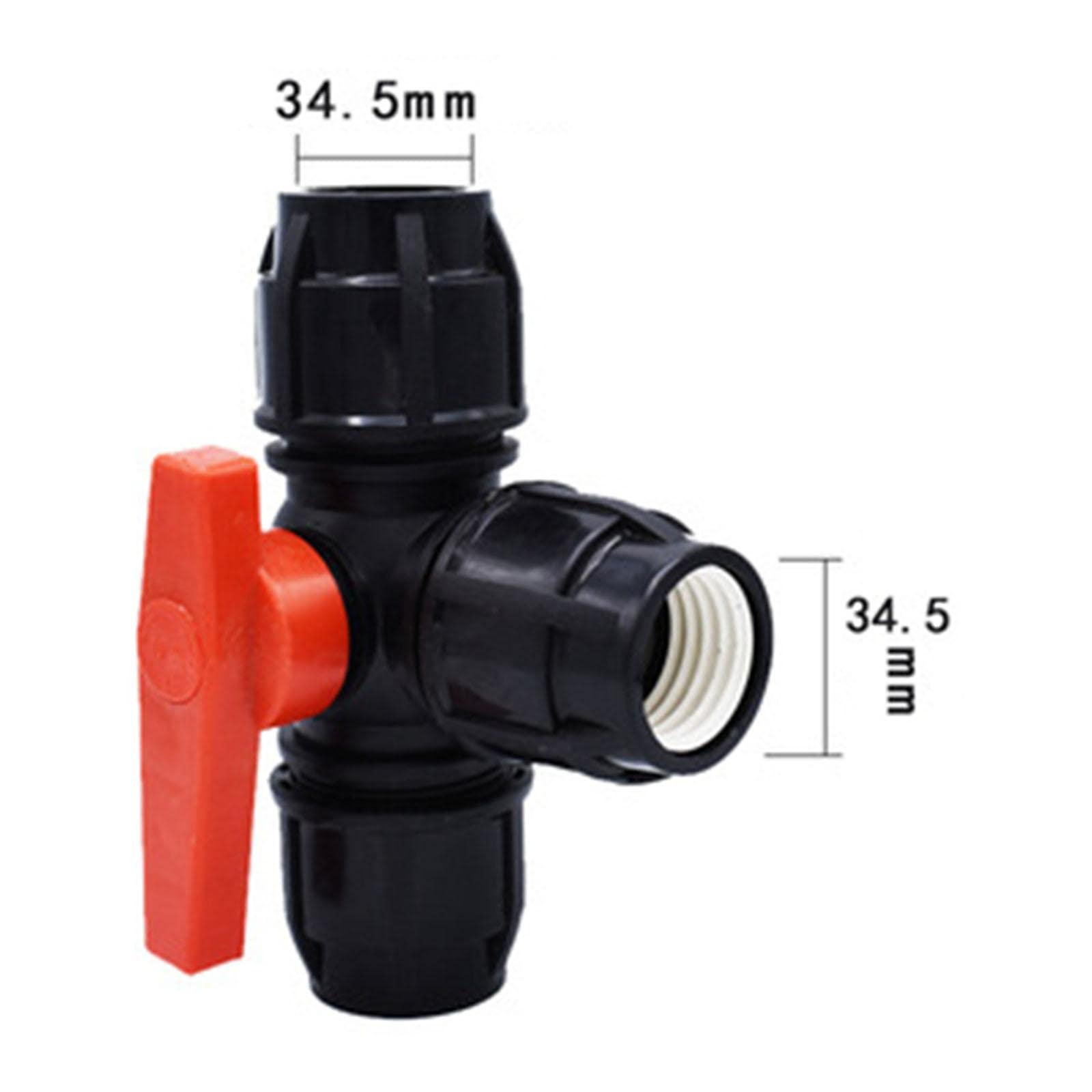 perfk Válvula de rápida de Tres vías PE Válvula de, Accesorios Acoplador de tubería de Agua Accesorios de tubería Rendimiento, diámetro Interior 32 mm