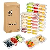MACTANO 8 OZ Reusable Snack Containers with Lids, New 3 Compartment Condiment Snack Pack Containers 40 Sets
