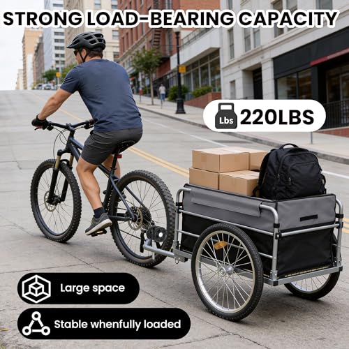 Aluminum 220 LBS Foldable Bike Trailer
