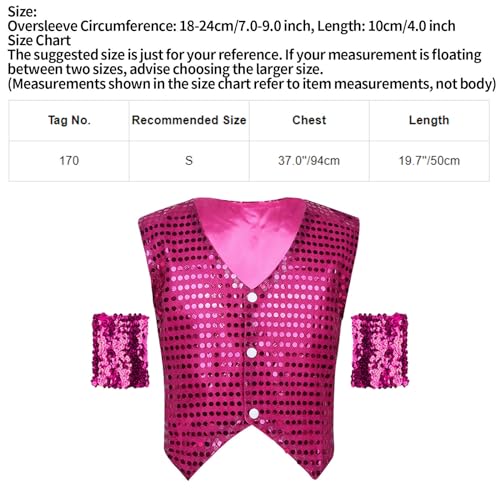 JEATHA Glittery Sequined Vest Button Up Jacket Waistcoat and Glitter Arm Band for Celebration Jazz Dance Party4
