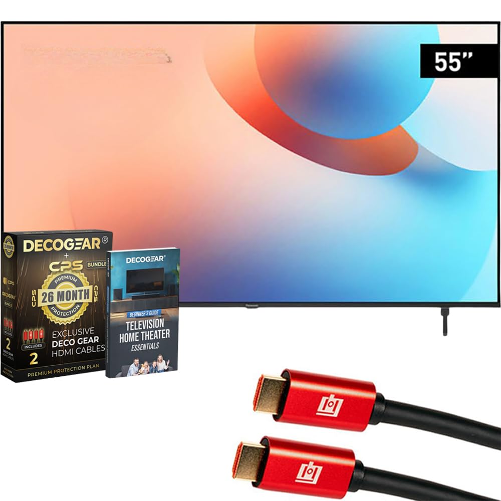 Panasonic TV-55W95AP W95 55 inch Mini LED 4K UHD Smart Fire TV (2024) Bundle with CPS Exclusive 26 Month Protection, 2X 4K HDMI Cable & Deco Gear Complete Home Theater Beginner's Guidebook