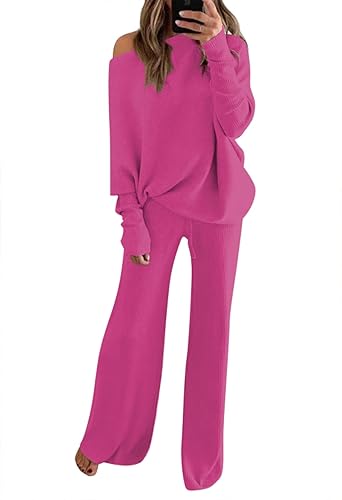 Fixmatti Conjunto deportivo de 2 piezas para mujer, suéter de cuello alto, pantalón de pierna ancha