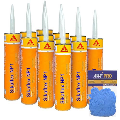 MasterSeal NP1 Stone 10.1oz Polyurethane Sealant- Pack of 12 with AWF PRO Gloves. One Component...