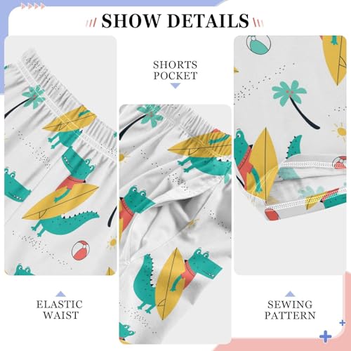 ZZXXB Alligator Surf Boys Long Pants Soft Trousers Elastic Waist Kids Lounge Bottoms with Pockets S-XL4