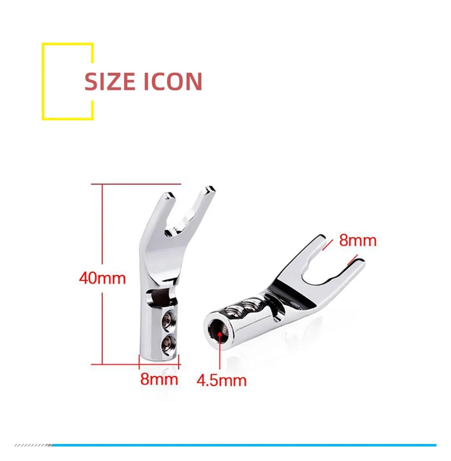 8PCS Reines Rot Kupfer Spaten Stecker Schraube Locking Spaten Gabel Bananen Stecker(Rhodium)