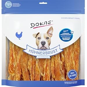 DOKAS Snack de qualité supérieure sans céréales en lanières pour Chiens – Idéal pour Entre Les Deux, 900 g (1 Paquet)