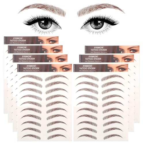 Molain Eyebrow Tattoos Stickers 7 PCS Waterproof Tattoo Color Fake Eyebrows Tattooed Stencils Instant Transfer False Brows Shape Grooming Shaping Temporary Brow Peel Off Tint Paper For Women(brown)