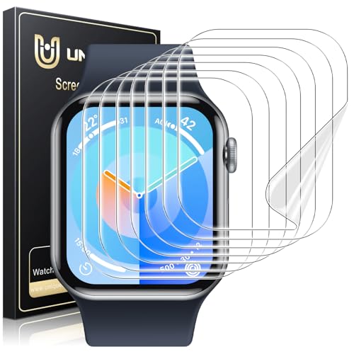 UniqueMe für Apple Watch Series 10 42mm Schutzfolie - 8 Stück Flexible TPU für iwatch 42mm Displayschutz Blasenfreie Weich HD Klar Displayfolie Volle Abdeckung Anti-Staub