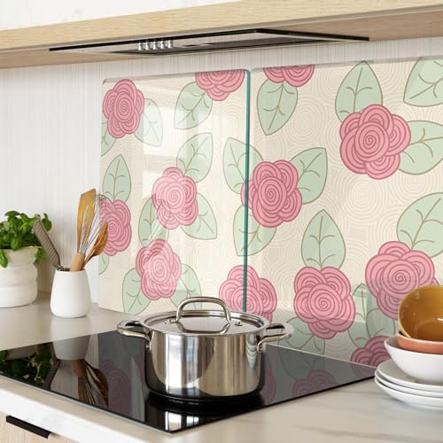 Planche en verre résistant à la chaleur avec impression roses et bords polis