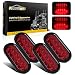Partsam 4PCS 6 inch Oval Rubber Mount Sealed 10 LED Red Stop Turn Tail Brake Light w/ Grommet