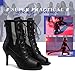 HIPPOSEUS Women's Net Yarn Latin Salsa Dance Booties Peep Toe Ballroom Ankle Boots Black Heels Class Dance Shoes,10 US