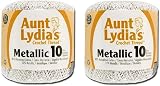 Aunt Lydia's Crochet Cotton Metallic Crochet Thread Size 10 (2 - Pack) (White/Silver)