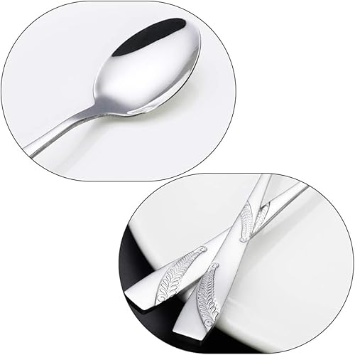 Miniatura 3 de Bringer Juego de 12 cucharas de postre, acero inoxidable, 6.6 pulgadas