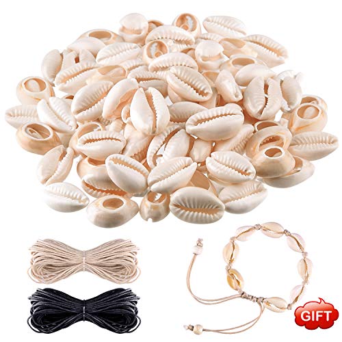 TUPARKA 50pcs Spiral Shell Beads White Beach Seashells Cowrie Shell Charms for DIY Jewelry Making or Deco Crafts