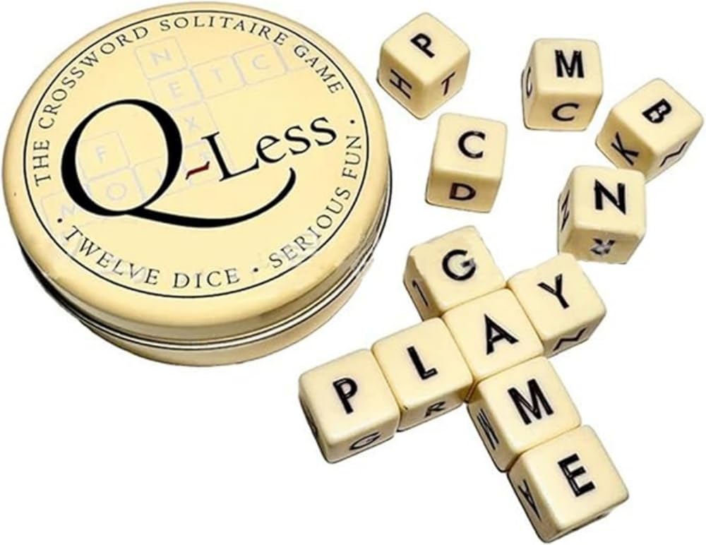 The Crossword Solitaire Game,Crossword Solitaire Dice Game,6 Sided Dice Crossword Game, Travel Scrabble Game with Case,Wooden Letter Tiles,Twelve Dice Letters Set (Gold Color)