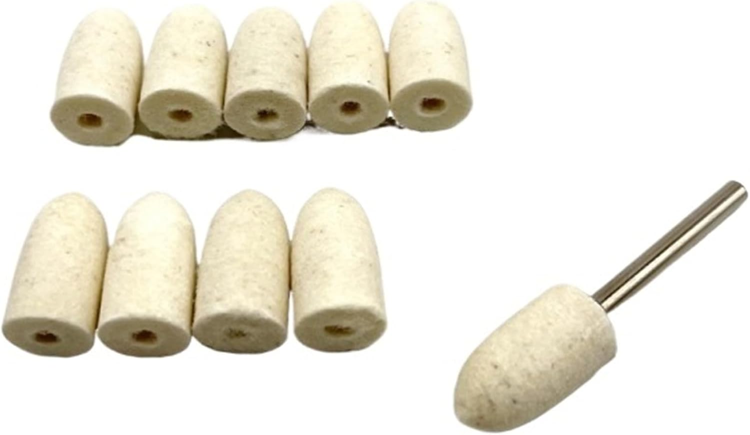 10pcs Grinding Polishing Buffing Round Wheel Pad Wool Felt +1 Rod 3.2mm Shank Metal Surface for Rotary Tools Accessories