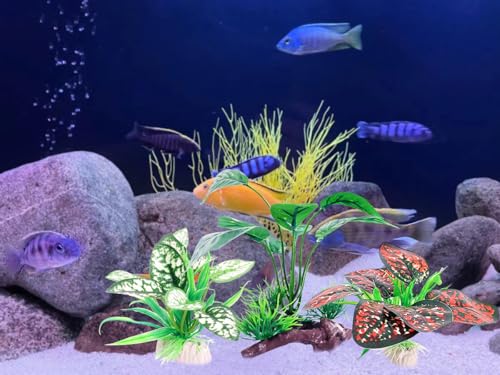 Image of 3PCS Reptile Artificial PlantsTerrarium Plants Aquarium Plants Decorations for Amphibian Habitat Decor