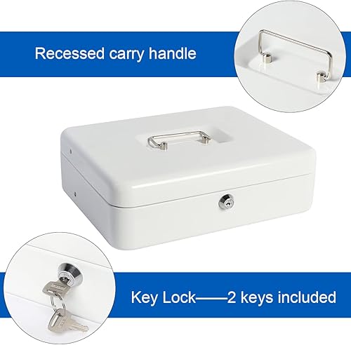 Vista 28 de Caja de efectivo grande con cerradura de combinación, caja de dinero de metal para efectivo, caja de bloqueo Lovndi con bandeja de dinero, caja