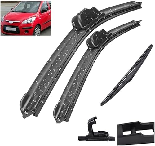 Wiper Front & Rear Wiper Blades Set Kit Compatible with Hyundai I10 MK 1 2007-2013 Windshield Windscreen Window Brushes 22"16"12"
