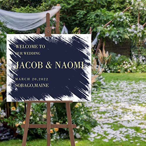Panneau d'entrée personnalisé pour invités de mariage sur chevalet fleuri