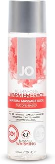 JO All-in-One Warming Silicone Massage Oil – Fragrance Free Long Lasting Personal Lube & Massage Glide – 4 fl oz