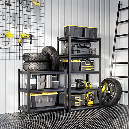 Heycode Heavy Duty Garage Storage Shelves, 5 Tier Adjustable Metal Shelving Unit, Utility Rack Shelf For Garage Basement Kitchen Warehouse 63" H X 34" W X 18" D (5-Tier) #TOP1