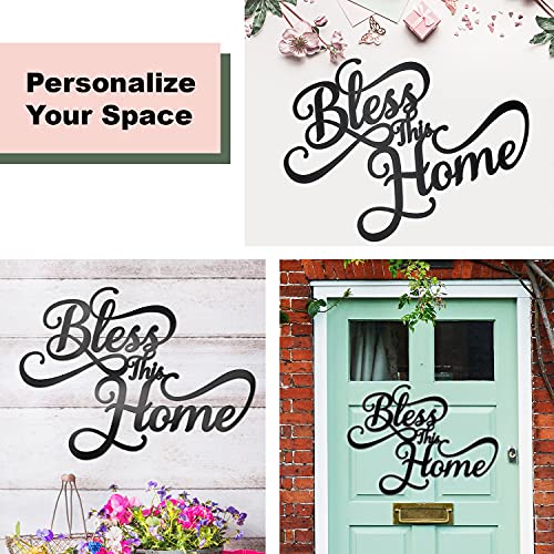 Vivegate Bless This Home Wall Decor Black Metal Art – 18”X13” Bless This Home Metal Wall Stencil Decor Entryway Living Room Decoration Signs #TOP2