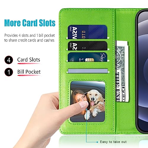 Kuafcase Compatible for iPhone 12/12 Pro Case with 4 Card Slots Magnetic Closure Kickstand Shockproof Protective Phone Case Compatible for iPhone 12/12 Pro - Image 2