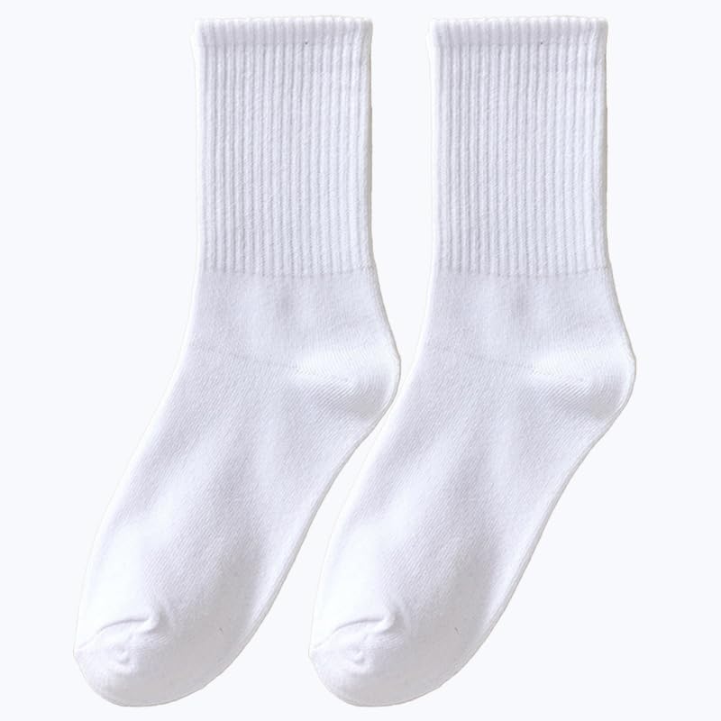 1 Pair Womens Mens Cotton Crew Socks Striped Trim Casual Crew Sock Mid Calf Ankle Socks Retro Gym Running Gifts for Women Men2