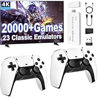 SCRIMEMO Console de Jeux Retro, Console Rétro Gaming Plug & Play TV - Game Stick HDMI avec 20.000+ Jeux Vidéo, 2 Manettes Sans Fil, Console de Jeux pour Famille (UP1+)