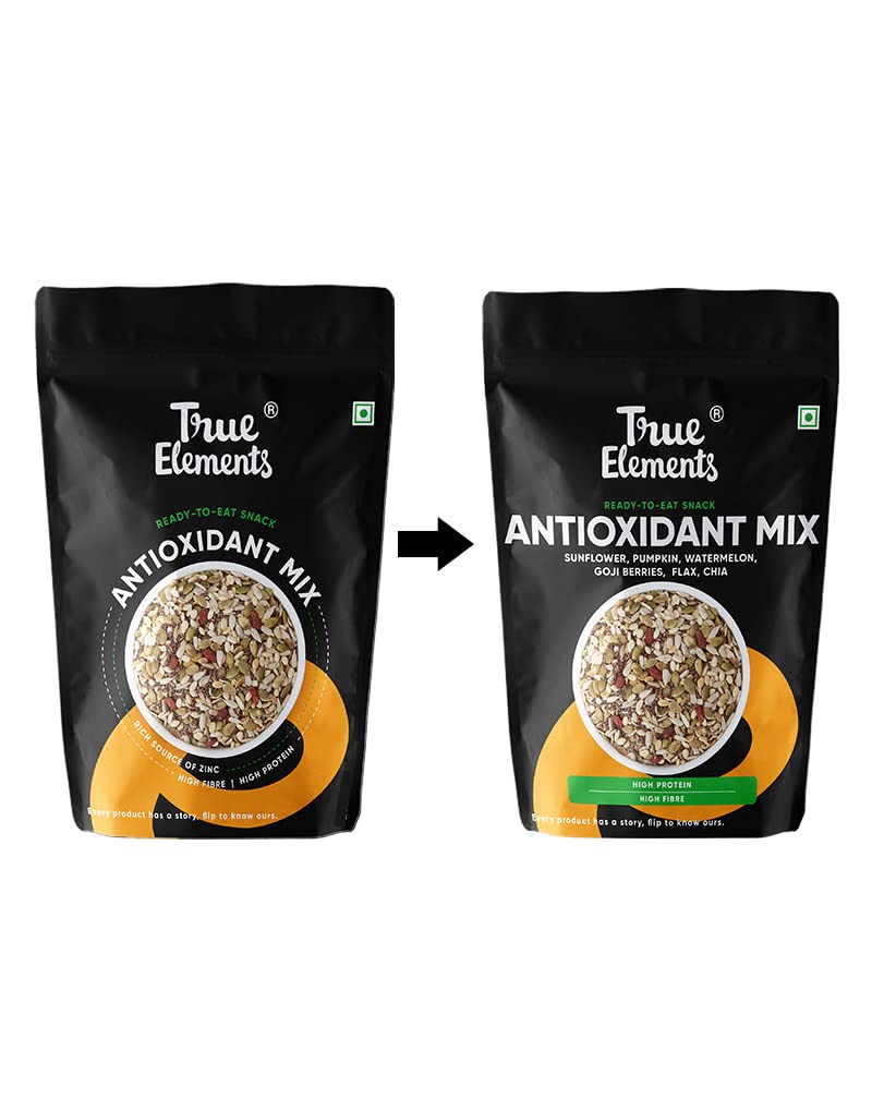 True Elements Antioxidant Mix Seeds 250g - (Roasted Sunflower, Pumpkin, Flax, Watermelon, Chia Seeds & Goji Berries) - Seeds Mix | Diet Snack | Healthy Food