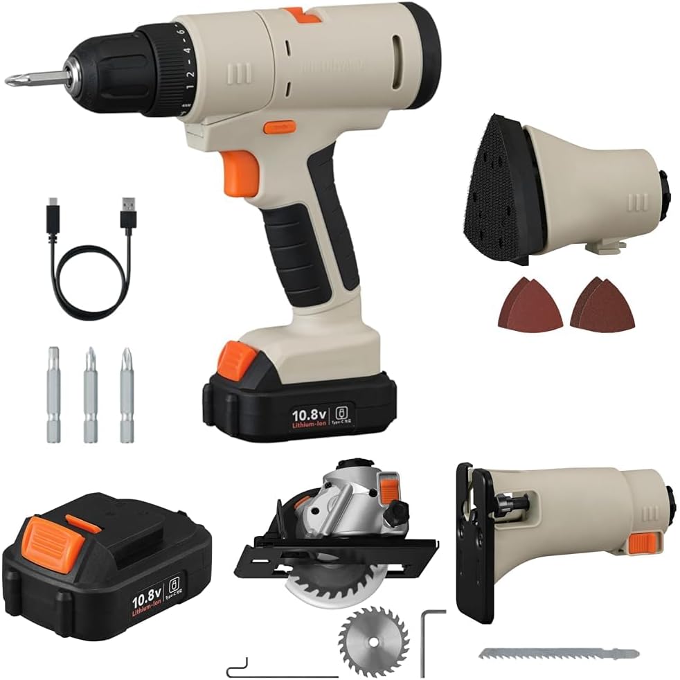 【セット買い】アイリスオーヤマ 10.8V マルチギア 充電式ドリルドライバーセット+サンダーヘッド+ジグソーヘッド+丸ノコヘッド+