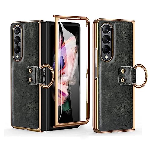Coque Samsung Z Fold 3 antichoc en cuir vert pour éviter les rayures d'écran