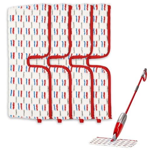 Romon Recambio para Vileda, Lote de 4 Recambios de Mopa de Microfibra, Lavable y Reutilizable, Compatible con Vileda 1-2 Spraymax Spray Wiper, Apto para Todos los Suelos Duros