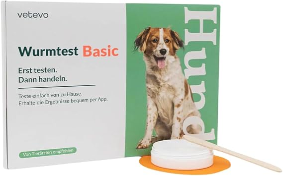 vetevo Basic Dog Worm Test, Precise Dog Worm Test, Test for Parasites such as Roundworms, Hookworms & Coccidia, Result in 12 Hours, For All Dogs