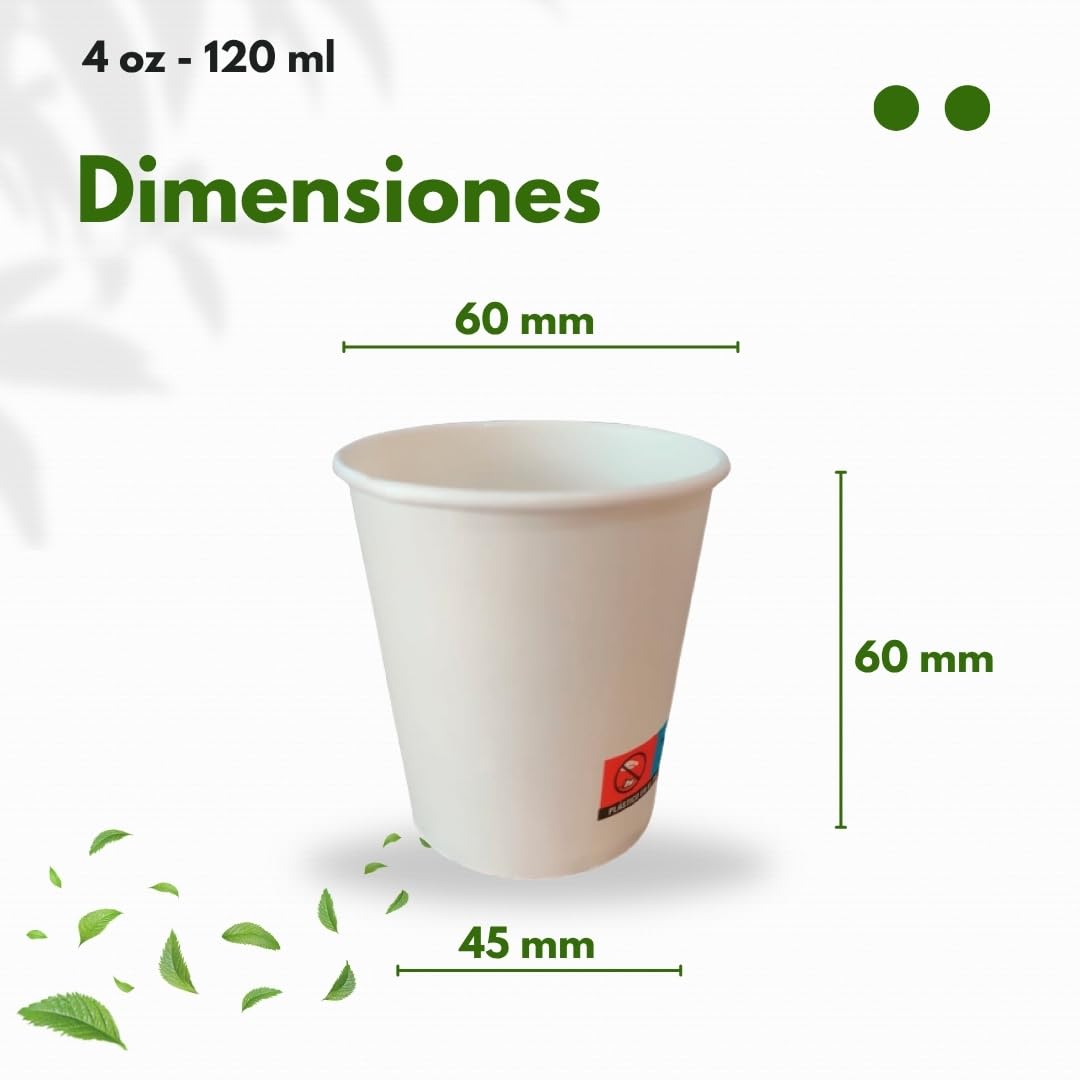 1000 Vasos Desechables de Café Para Llevar - Vasos Cartón para Servir el Café, el Té, Bebidas Calientes y Frías (4 oz - 120 ml, Blanco)