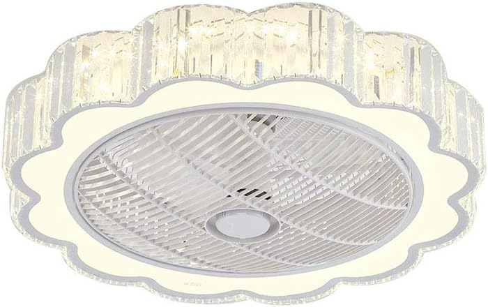 LOYALHEARTDY Crystal Chandelier Fan, 23-in Modern LED Ceiling Fan Light with Remote Control, 3 Color Changeable & 3 Speed & Convenient Timing, Safe Enclosed Silent Home Decoration Fans