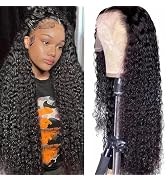 ALYOGA 13x6 Water Wave Lace Front Wigs Human Hair 180 Density HD Transparent Lace Frontal Wig Pre...