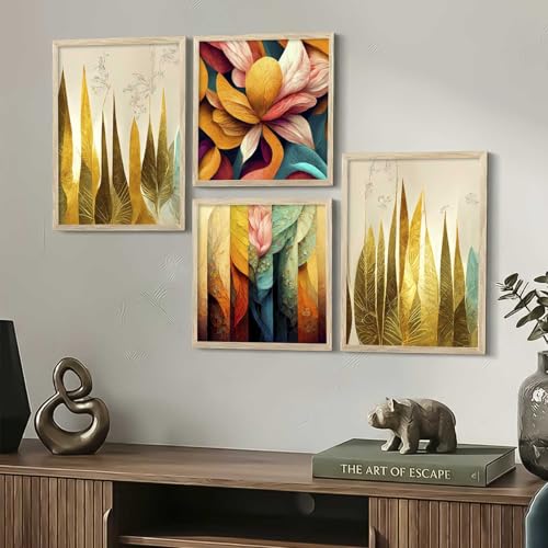 Image of kotart Aesthetic Modern Wall Decor Paintings with Frame for Home Decoration - Painting for Living Room Bedroom - Painting for Wall Decoration Set of 4 (Art 4, Big (13x17 or 13x13 inch))