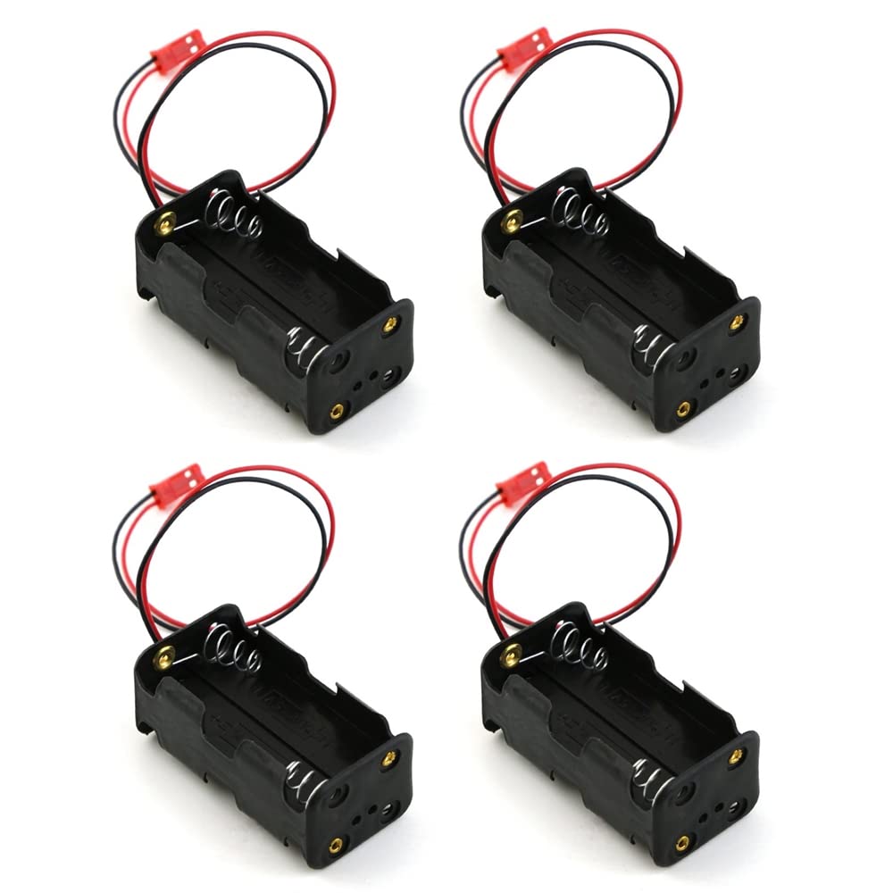 Yinchus Paquete de 4 Contenedores de BateríA de 6V 4XAA Caja de Soporte Receptor de Enchufe JST para Redcat 1/8 1/10 RC Nitro Power Coche CamióN