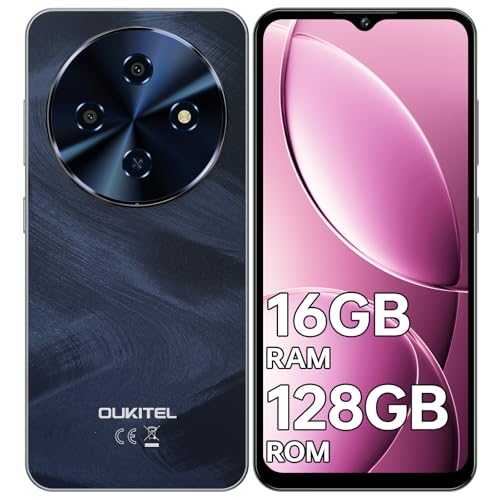 OUKITEL C5 Smartphone Ohne Vertrag, 16GB RAM+128GB ROM/1TB Handy Ohne Vertrag, 6.52' Bildschirm Android Smartphone Günstig, 5000mAh Simlockfreie Handys, 13MP Kamera, Dual 4G SIM/Face ID/OTG/3.5mm Jack