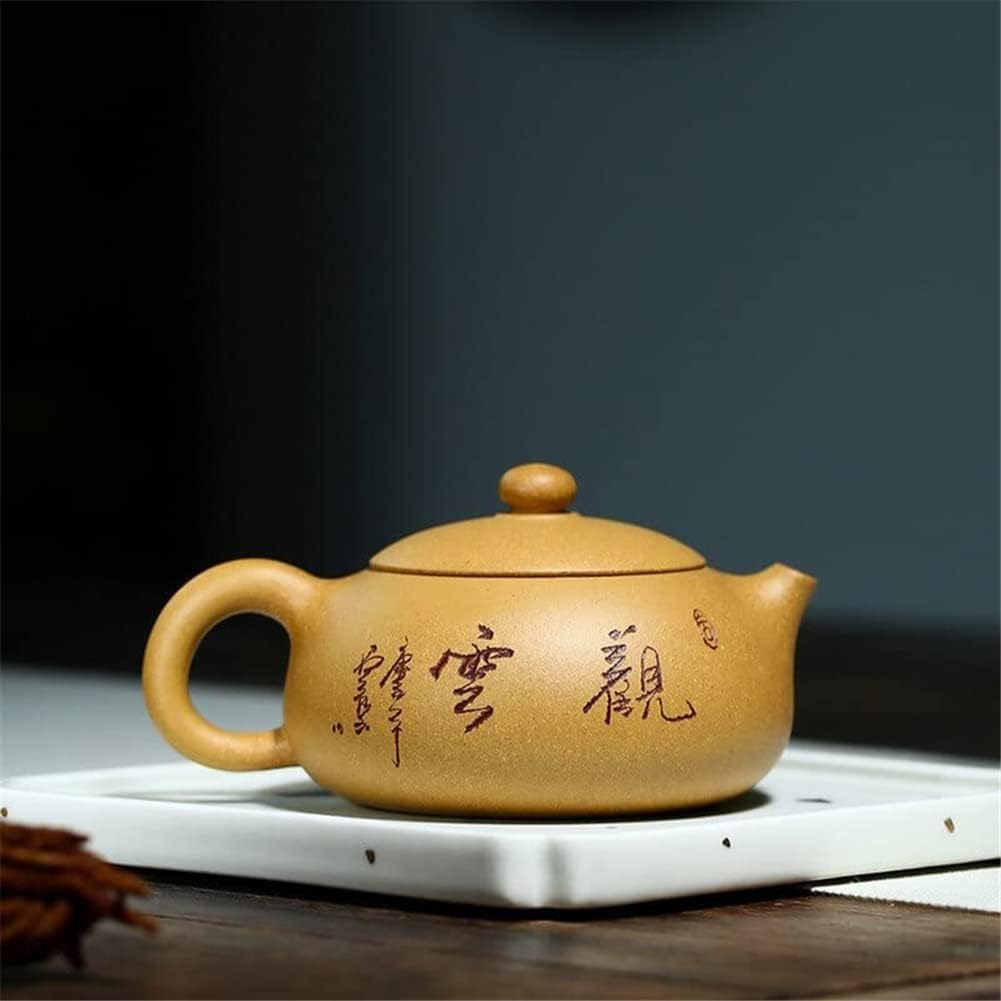 Set da tè Cinese Gongfu in Porcellana da 200 ml, teiere Viola, Sezione Minerale Grezzo, teiera Xishi Piatta, Filtro per Uso Domestico, bollitore di Bellezza