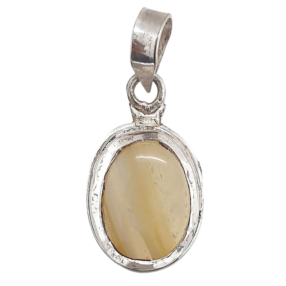 sahiba gems 925 Sterling Silver (Chandi) 9 Carat Natural Sulemani Hakik (Agate) Gemstone Pendant (Chandi Locket) For Unisex-picture-11