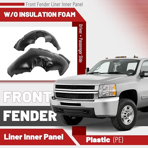 Image of Front Inner Fender Liner Compatible with 2001-2007 Chevy Chevrolet Silverado /GMC Sierra 2500 HD 3500 Replace for GM1249165 GM1248165 Wheel Liner Splash Guard W /O Insulation Foam Left + Right
